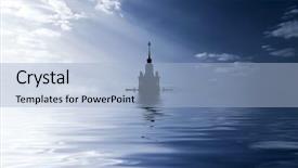  Presentation with city - Cool new PPT layouts with flooded city computer created image backdrop and a light blue colored foreground