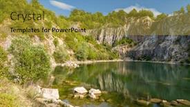  Presentation with region - Slide set having flooded-former-mine-near-benatina background and a gold colored foreground