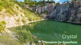  Presentation with region - PPT theme with flooded-former-mine-near-benatina background and a ocean colored foreground