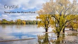  Presentation with fall colors - Colorful presentation theme enhanced with flooded-missouri-river-at-brownville backdrop and a light blue colored foreground