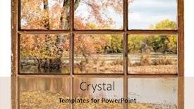  Presentation with fall-colors - Cool new slide set with flooded-missouri-river-in-fall backdrop and a coral colored foreground