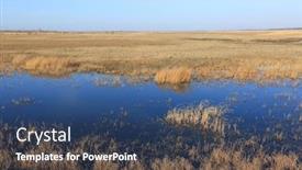  Presentation with meadow - PPT layouts featuring flooded-spring-meadow-in-steppe background and a ocean colored foreground