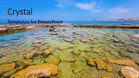  Presentation with sea port - Cool new slide deck with flooding - flooded in the sea ruins backdrop and a teal colored foreground