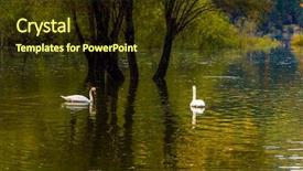  Presentation with spring water - Cool new presentation design with flooding - lake in northern italy backdrop and a tawny brown colored foreground