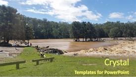  Presentation with queensland - Beautiful PPT theme featuring floodwater - flood waters at the coomera backdrop and a tawny brown colored foreground