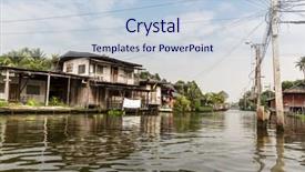  Presentation with canal - Slide deck enhanced with floodwater - slum on dirty canal background and a lemonade colored foreground