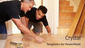  Presentation with wood panel - Amazing presentation theme having floor - two men laying wood panel backdrop and a coral colored foreground