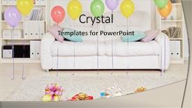  Presentation with hot air balloons racing - Beautiful PPT theme featuring floor and birthday air balloons backdrop and a lemonade colored foreground