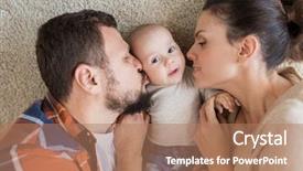  Presentation with family and home love concept - Slides enhanced with floor and kissing their baby background and a coral colored foreground