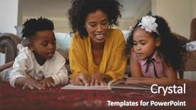  Presentation with storybook - Slide deck featuring view of african american mother background and a tawny brown colored foreground