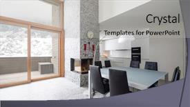  Presentation with granite - Beautiful slide set featuring floor and wide windows snow backdrop and a light gray colored foreground