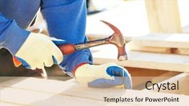  Presentation with outdoor worker safety - Colorful PPT theme enhanced with floor boards - joinery and carpentry a closeup backdrop and a lemonade colored foreground