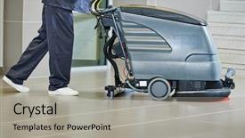  Presentation with machine shop - Slide set having floor care and cleaning services background and a light gray colored foreground