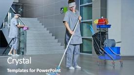  Presentation with machine shop - Audience pleasing PPT theme consisting of floor care and cleaning services backdrop and a gray colored foreground