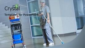  Presentation with machine shop - Theme enhanced with floor care and cleaning services background and a light blue colored foreground