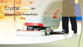  Presentation with machine shop - Audience pleasing slide set consisting of vacuum cleaner - floor care and cleaning services backdrop and a cream colored foreground