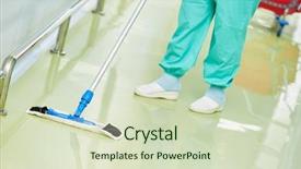  Presentation with hospital cleaning - Slide set with floor care and cleaning services background and a soft green colored foreground