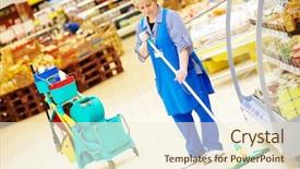  Presentation with cleaning services - Amazing PPT theme having floor care and cleaning services backdrop and a cream colored foreground