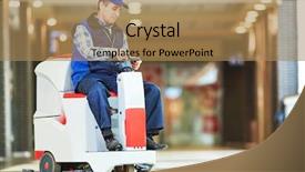  Presentation with machine shop floor - Audience pleasing presentation consisting of floor care and cleaning services backdrop and a coral colored foreground