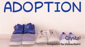  Presentation with children adoption - Slides featuring orphan house family closeup - adoption concept children shoes background and a lemonade colored foreground
