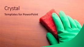  Presentation with cleaning - Cool new presentation theme with sanitary pad - cleaning glove with a sponge backdrop and a coral colored foreground