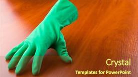  Presentation with cleaning - Cool new presentation design with sanitation safety - green cleaning glove backdrop and a tawny brown colored foreground