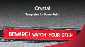  Presentation with step - Cool new presentation theme with safety trip hazard - hotel sign warning to watch backdrop and a dark gray colored foreground