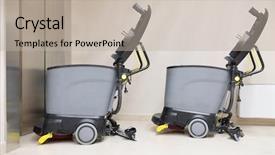  Presentation with industrial machine - Audience pleasing PPT theme consisting of floor cleaning machine backdrop and a  colored foreground