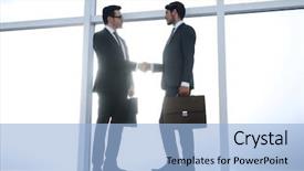  Presentation with handshake - Presentation design having floor director - business background handshake business people background and a light blue colored foreground