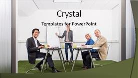  Presentation with sustainability - Audience pleasing presentation theme consisting of floor discussing strategy growth sustainability backdrop and a white colored foreground