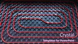  Presentation with pipes - Amazing slide deck having floor-heating-installation-pipes backdrop and a tawny brown colored foreground
