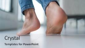  Presentation with living room - Audience pleasing theme consisting of floor heating woman walking barefoot backdrop and a light gray colored foreground