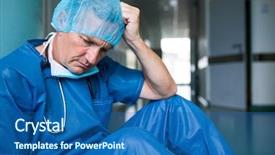  Presentation with healthcare workers - Colorful slides enhanced with floor in corridor at hospital backdrop and a ocean colored foreground