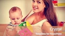  Presentation with puzzle family - Theme enhanced with floor in kindergarten sepia background and a coral colored foreground