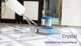  Presentation with modern building - Cool new slides with floor in modern office building backdrop and a sky blue colored foreground