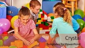  Presentation with children design - Colorful slide set enhanced with floor in primary school backdrop and a red colored foreground