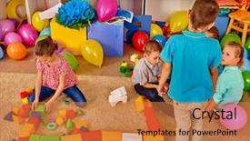  Presentation with play children - Audience pleasing slides consisting of floor in primary school backdrop and a coral colored foreground