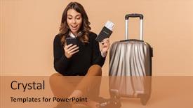  Presentation with ticket - Colorful PPT theme enhanced with floor isolated over beige backdrop and a coral colored foreground