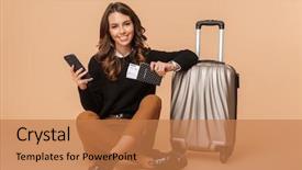  Presentation with ticket - Theme featuring floor isolated over beige background and a coral colored foreground