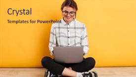  Presentation with lotus - PPT theme featuring floor isolated over yellow background and a yellow colored foreground