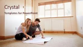  Presentation with floor plan - PPT theme having floor looking at plan background and a lemonade colored foreground