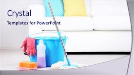  Presentation with mop baby - Audience pleasing presentation consisting of floor mop and bucket backdrop and a sky blue colored foreground