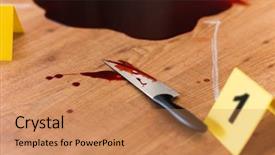  Presentation with knife crime - Audience pleasing slide deck consisting of floor near chalk outline backdrop and a coral colored foreground