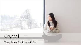  Presentation with cold coffee - Cool new presentation theme with floor near window at cold backdrop and a light gray colored foreground