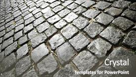 Presentation with tiles - Audience pleasing slides consisting of floor of a street with stone tiles lisbon portugal backdrop and a gray colored foreground
