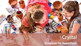  Presentation with artist - Slide set enhanced with floor older sister teaches younger background and a coral colored foreground