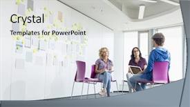  Presentation with creative - Presentation theme enhanced with floor plan - businesspeople discussing in creative office background and a light gray colored foreground