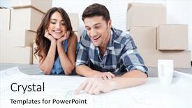  Presentation with happy hour is the best - PPT theme featuring floor plan - happy couple looking at new background and a cool aqua colored foreground