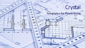  Presentation with architectural drawings - Presentation design enhanced with floor plan - metric folding ruler and architectural background and a sky blue colored foreground