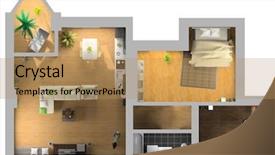  Presentation with floor plan - Colorful PPT theme enhanced with floor plan - modern interior on the top backdrop and a coral colored foreground